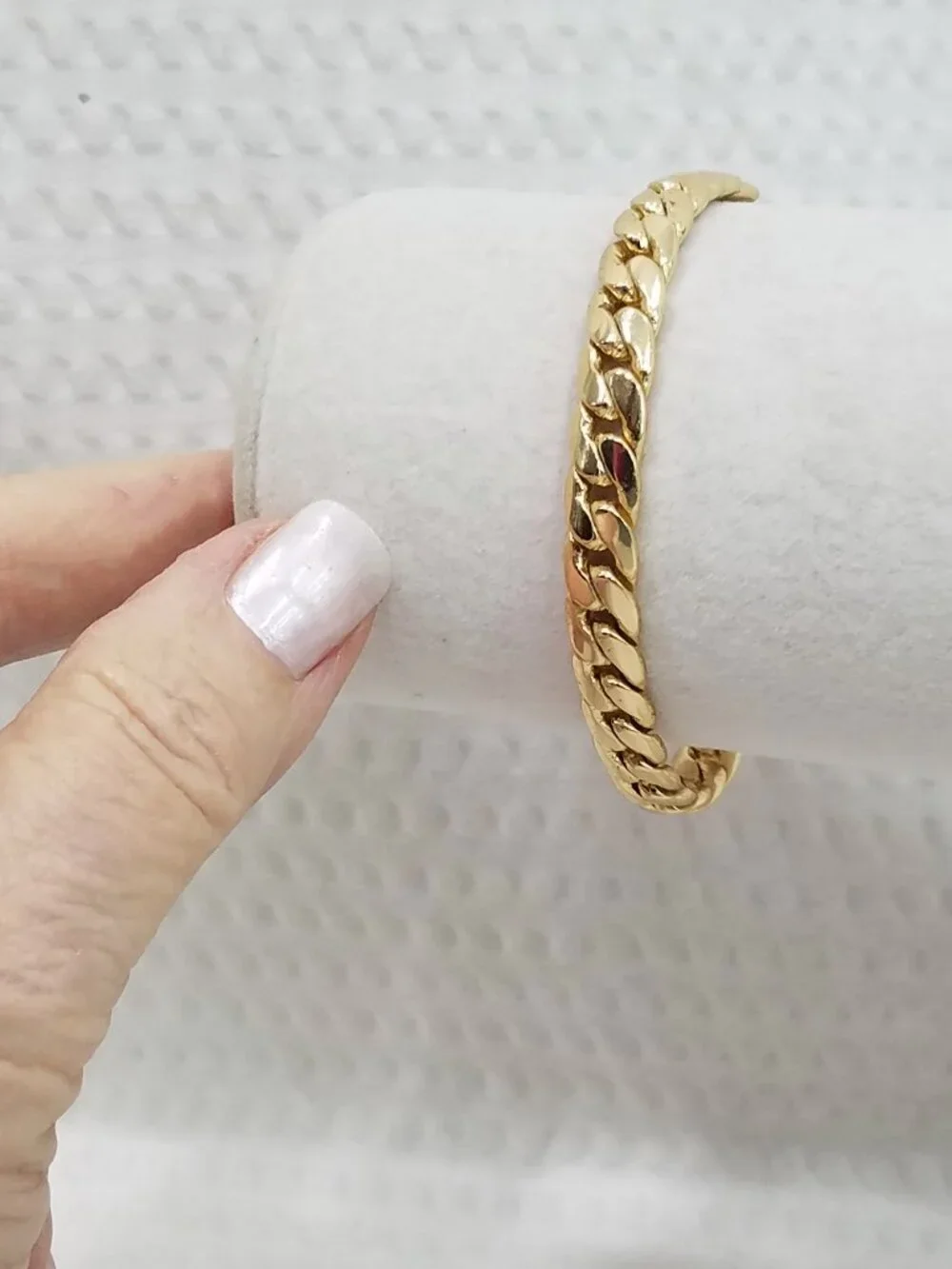 Vintage Unisex Pale Gold Tone Miami Cuban Chain Link 7.25